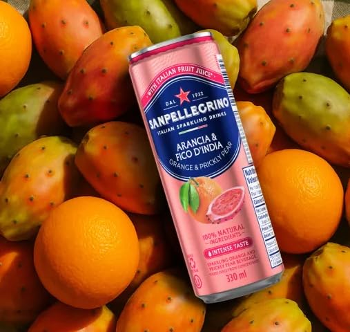 Sparkling Fruit Beverage Variety Pack Blood Orange Lemon Prickly Pear Pomegranate Cans 11.15oz Pack of 24