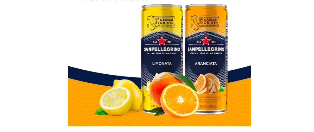 Italian Sparkling Citrus Drink Variety Pack Lemon Orange Limonata Aranciata Cans 11.15oz Pack of 24