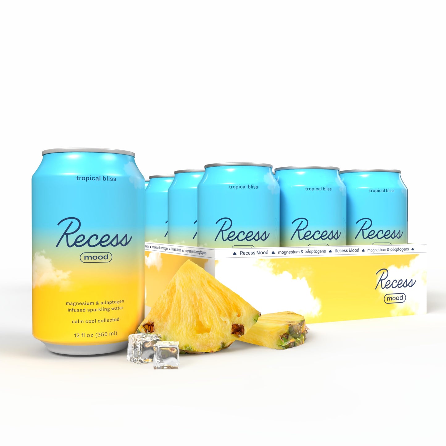 Recess Mood Magnesium Supplement Drink Calming Beverage, 12 Ounce, Pack of 12