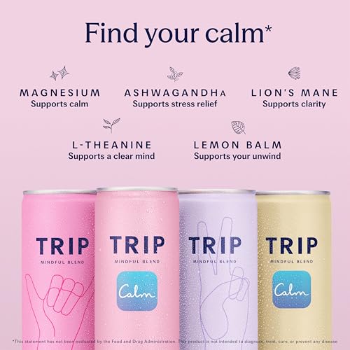 Mindful Blend Sparkling Adaptogen Seltzer Magnesium Citrate Ashwagandha Lion’s Mane L Theanine No Sugar Vegan Variety Pack 12oz Pack of 12