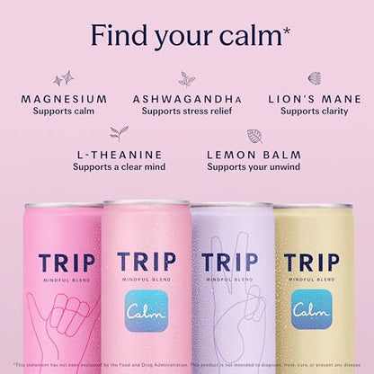 Mindful Blend Sparkling Adaptogen Seltzer Magnesium Citrate Ashwagandha Lion’s Mane L Theanine No Sugar Vegan Variety Pack 12oz Pack of 12