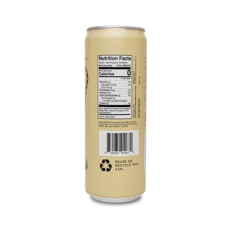 Organic Cold Brew Black Unsweetened Fair Trade Ready to Drink 12oz Pack of 12