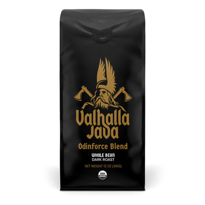 Valhalla Java Whole Bean Coffee Bold Intense Arabica Robusta Organic High Caffeine Blend