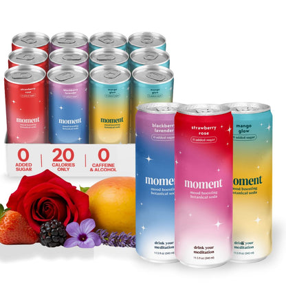 Botanical Sparkling Soda Adaptogen Drink Calm Clarity Relaxation L Theanine Ashwagandha Sugar Free Caffeine Free