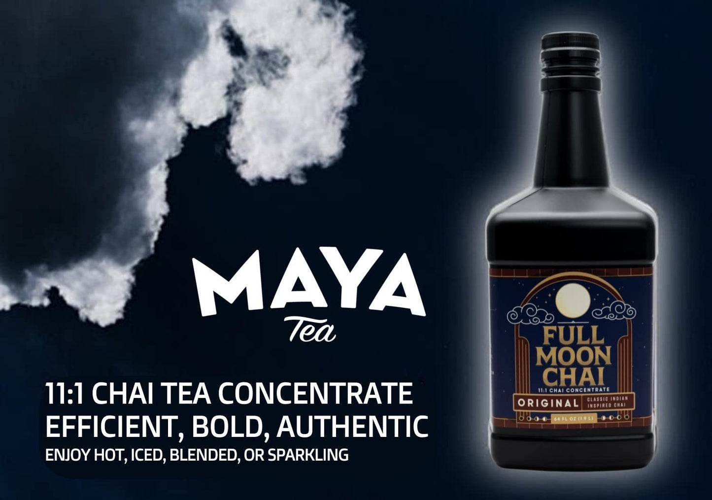 Full Moon Chai Tea Concentrate Classic Indian Style Organic Cane Sugar Natural Flavored Blend