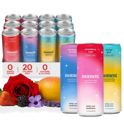 Botanical Sparkling Soda Adaptogen Drink Calm Clarity Relaxation L Theanine Ashwagandha Sugar Free Caffeine Free