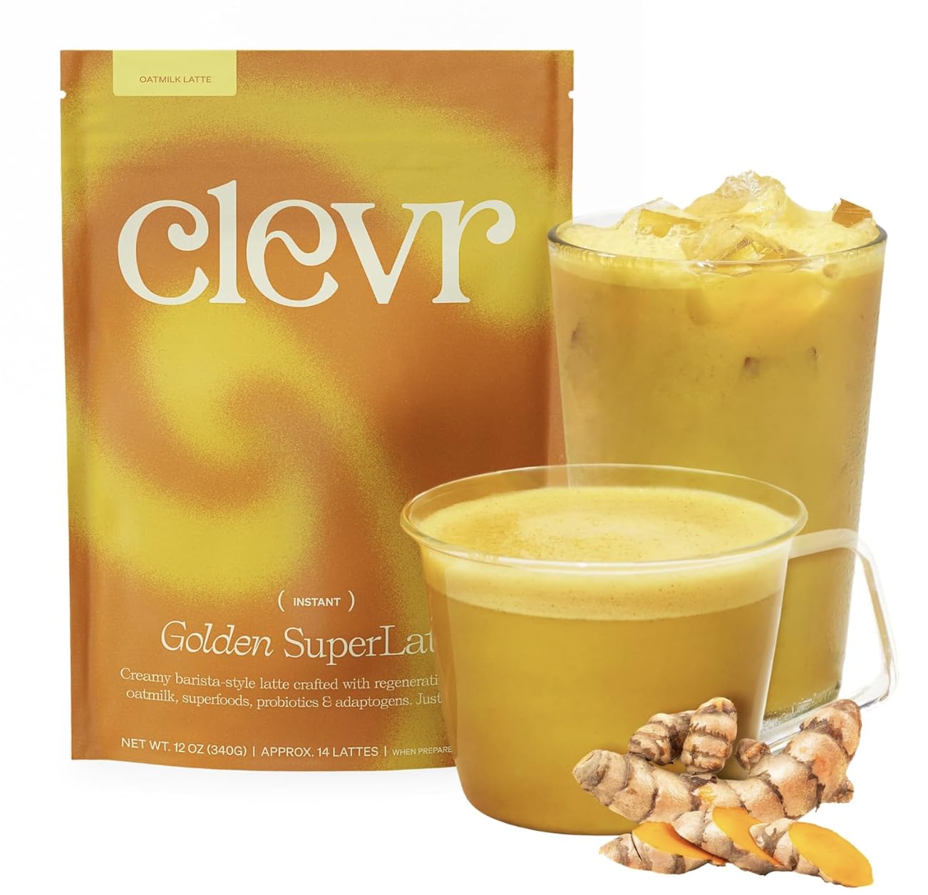 Instant Tea Latte Superfood Powder Blend with Oat Milk Lion’s Mane Reishi Mushroom 14 Servings