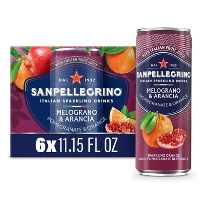 Sparkling Fruit Beverage Variety Pack Blood Orange Lemon Prickly Pear Pomegranate Cans 11.15oz Pack of 24