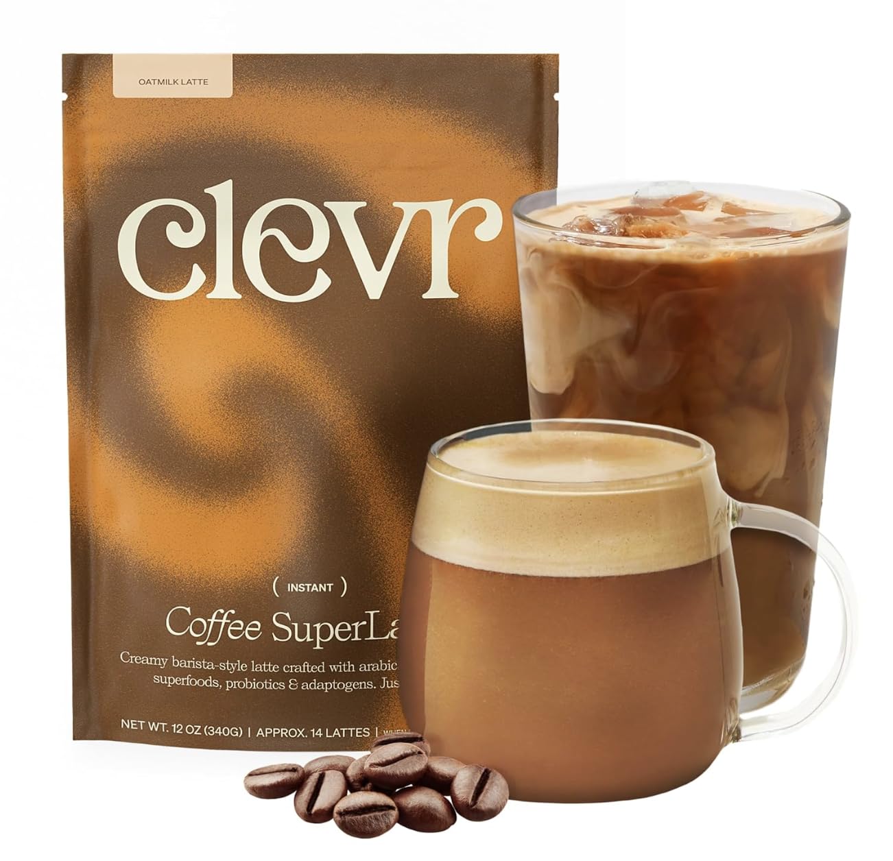 Instant Tea Latte Superfood Powder Blend with Oat Milk Lion’s Mane Reishi Mushroom 14 Servings