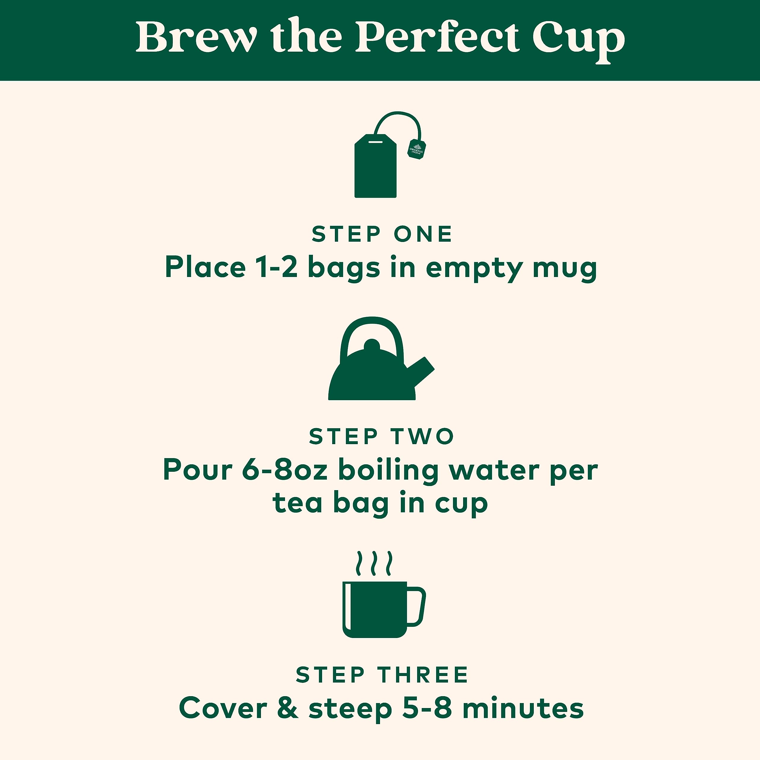Organic Tulsi Herbal Tea Holy Basil Stress Relief Caffeine Free Immune Support Tea Bags 6 Pack