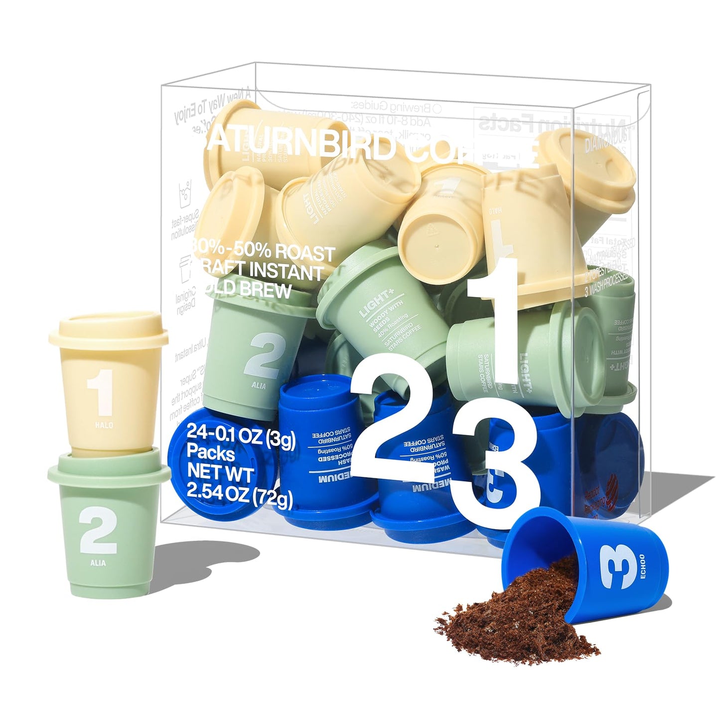 Super Instant Freeze Dried Coffee Pods Light Medium Dark Roast 100% Arabica Hot or Cold Brew