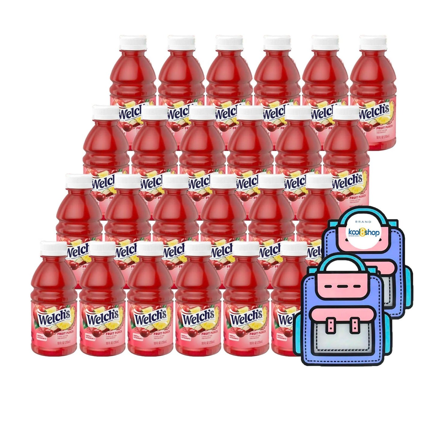 Juice Drink Bottle Variety Pack 10oz 24 Pack with Reusable Snack Bags Fruit Beverage Bottled Drinks