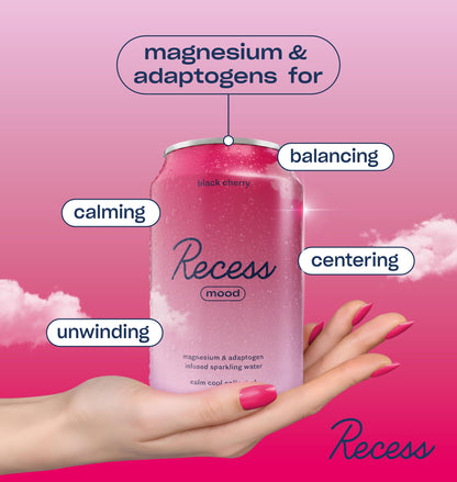Recess Mood Magnesium Supplement Drink Calming Beverage, 12 Ounce, Pack of 12
