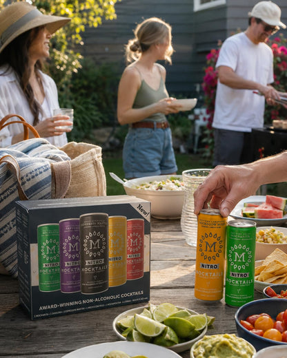 Nitro Mocktail Variety Pack Non Alcoholic Low Calorie Vegan Non GMO Canned Drinks 200ml Pack of 12