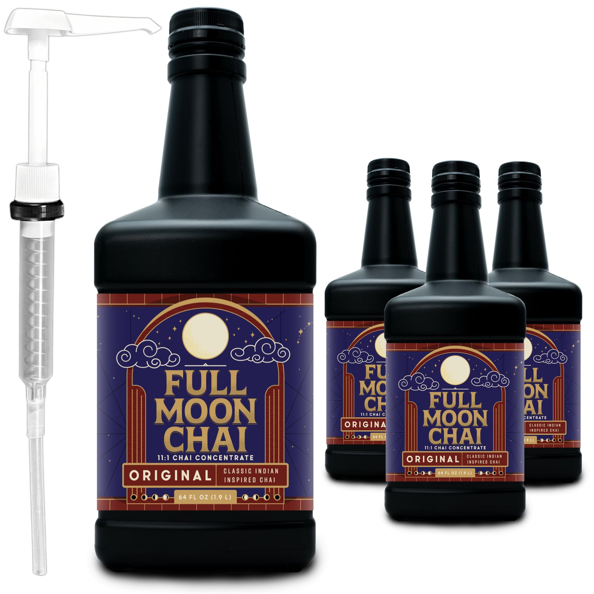 Full Moon Chai Tea Concentrate Classic Indian Style Organic Cane Sugar Natural Flavored Blend