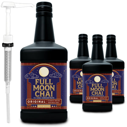Full Moon Chai Tea Concentrate Classic Indian Style Organic Cane Sugar Natural Flavored Blend