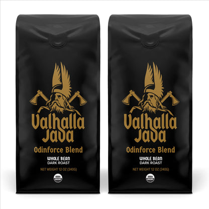 Valhalla Java Whole Bean Coffee Bold Intense Arabica Robusta Organic High Caffeine Blend