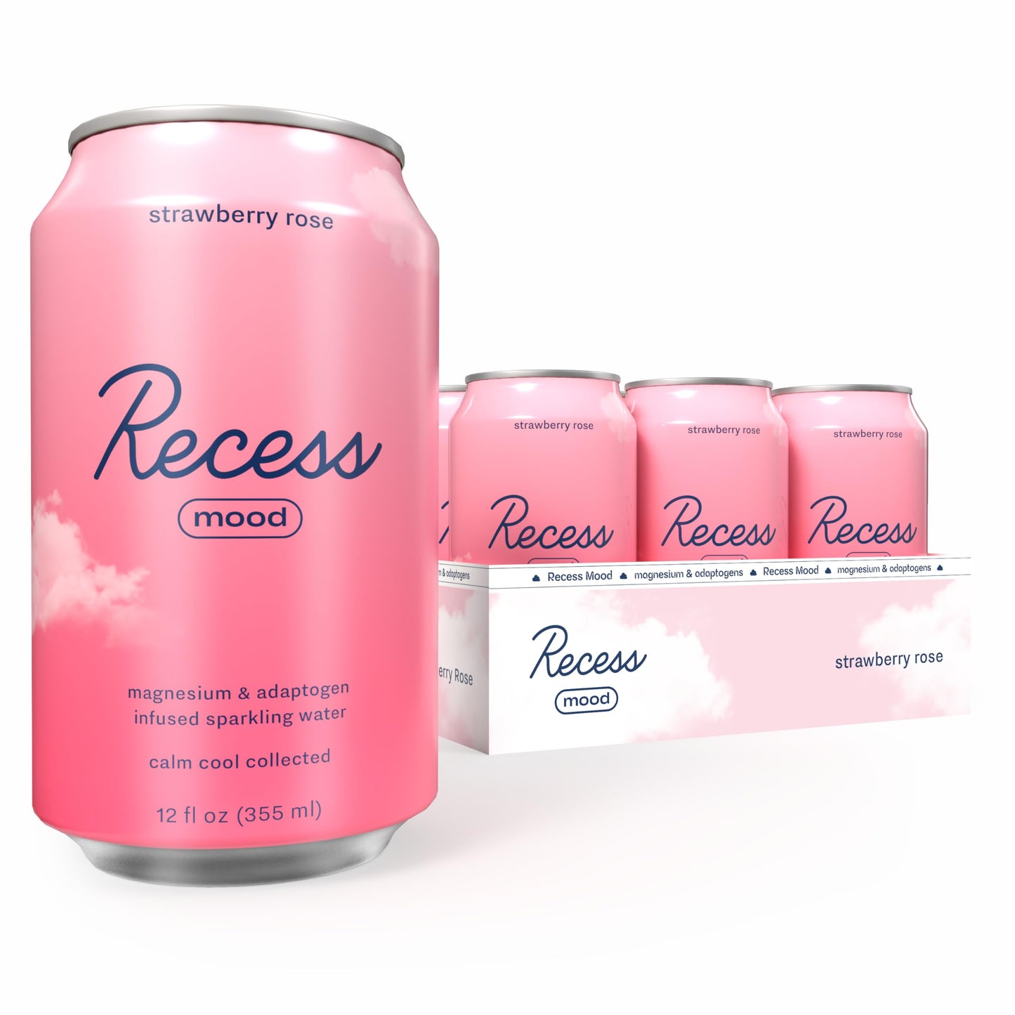 Recess Mood Magnesium Supplement Drink Calming Beverage, 12 Ounce, Pack of 12