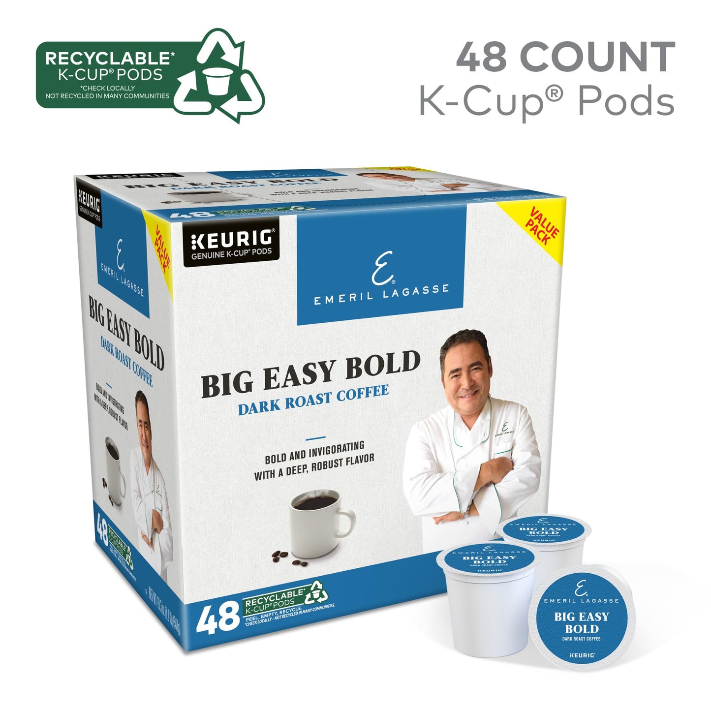Emeril Big Easy Bold Coffee, Keurig Single-Serve K-Cup Pods, Dark Roast Coffee