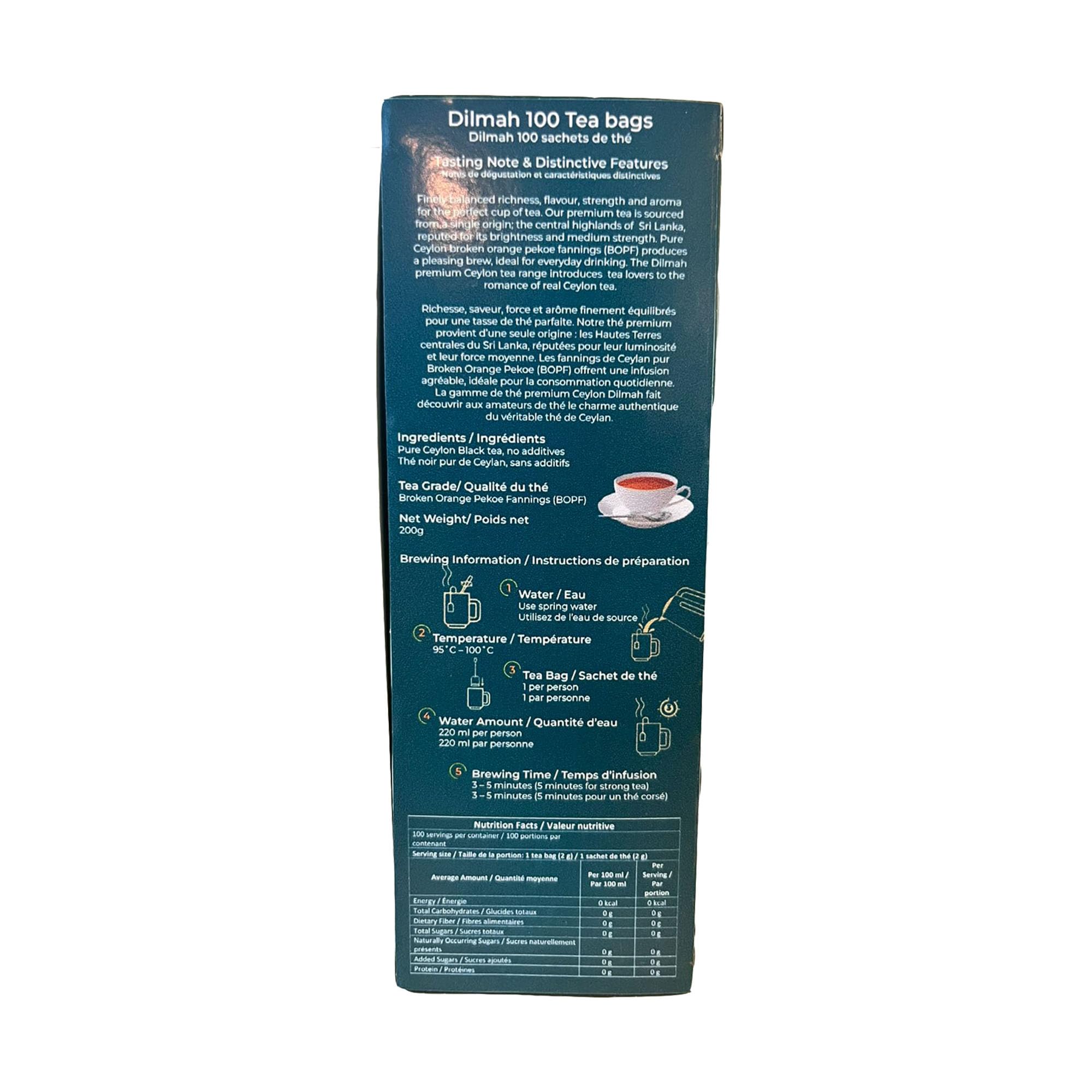 Dilmah Premium 100% Pure Ceylon Tea, 100-Count Tea Bags (Pack of 3)