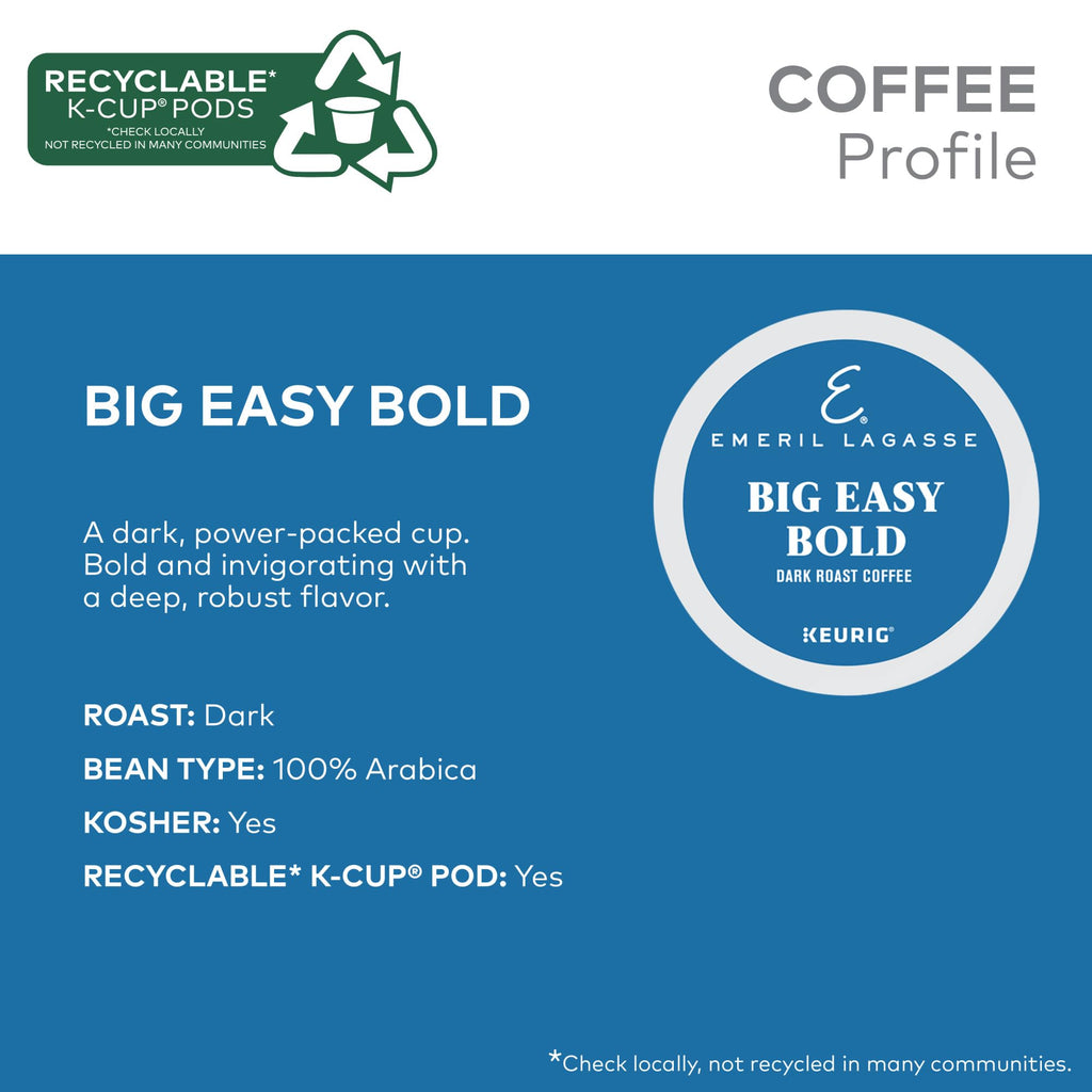Emeril Big Easy Bold Coffee, Keurig Single-Serve K-Cup Pods, Dark Roast Coffee