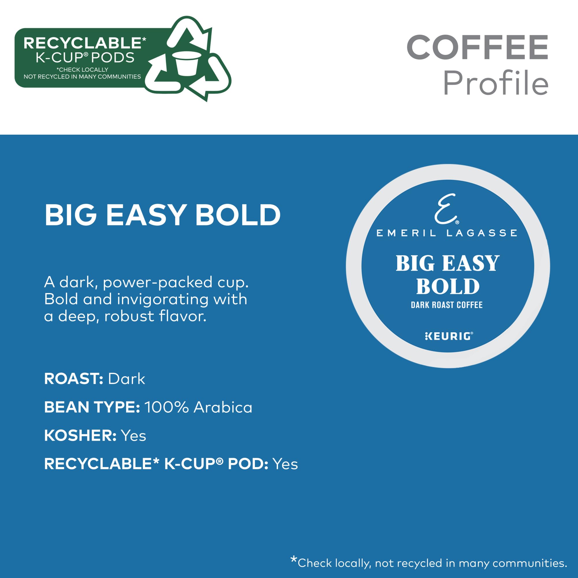 Emeril Big Easy Bold Coffee, Keurig Single-Serve K-Cup Pods, Dark Roast Coffee