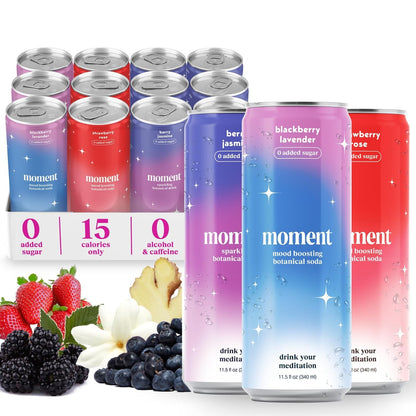 Botanical Sparkling Soda Adaptogen Drink Calm Clarity Relaxation L Theanine Ashwagandha Sugar Free Caffeine Free