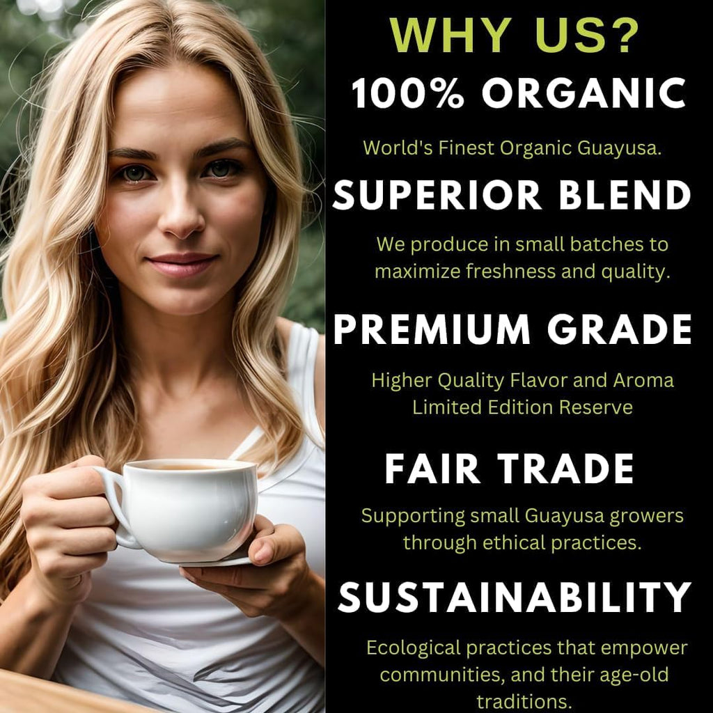 Organic Guayusa Tea Bags with Natural Caffeine Energy Focus Tin 60 Count