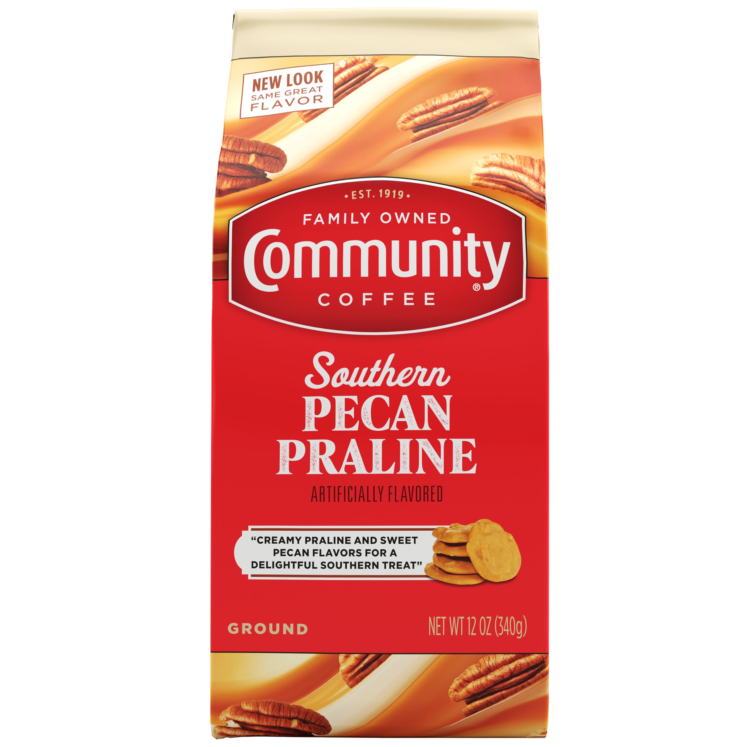 Southern Pecan Praline Flavored Medium Roast Ground Coffee 12oz Bags Pack of 6 72oz
