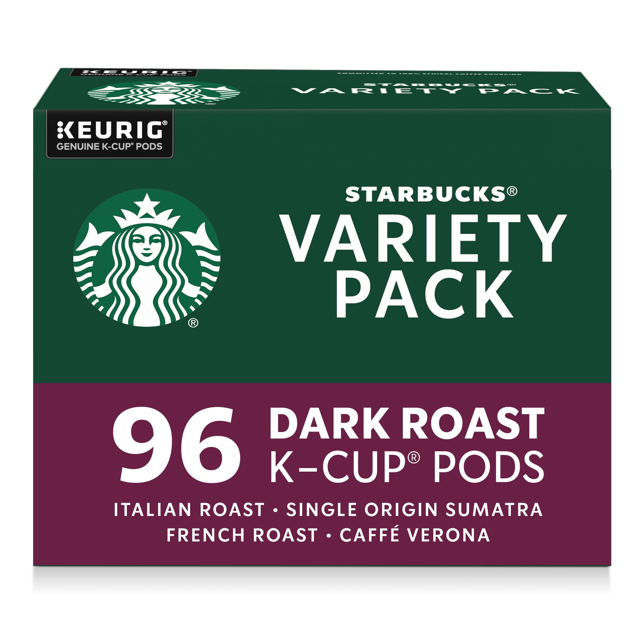 Dark Roast Coffee K-Cup Pods Variety Pack Keurig Compatible 96 Count Hot or Iced Coffee