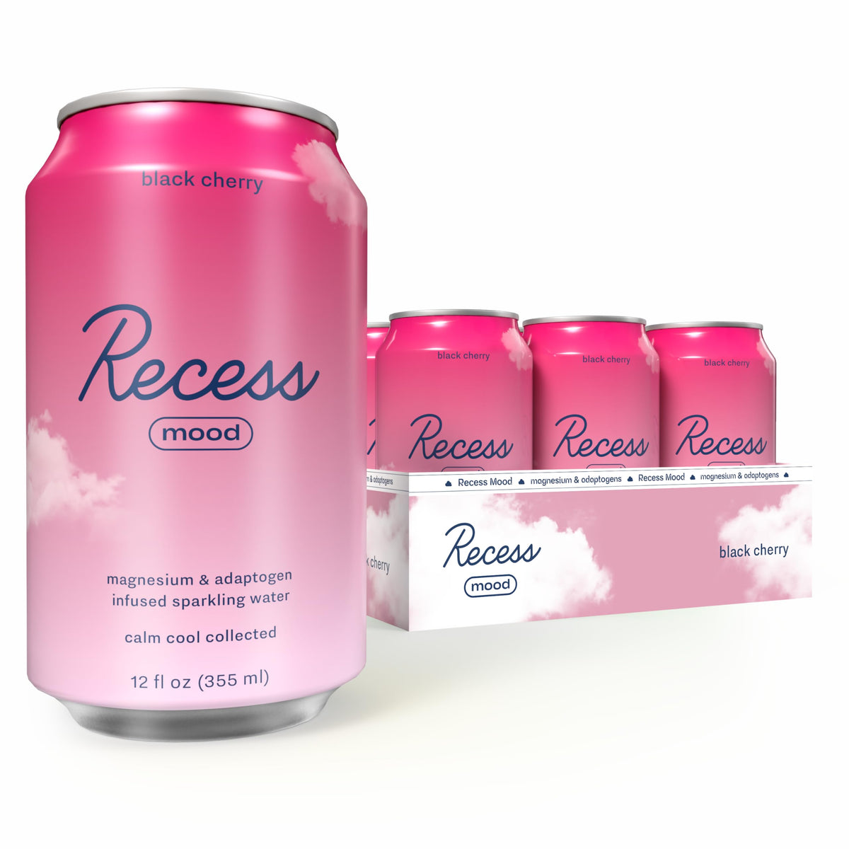 Recess Mood Magnesium Supplement Drink Calming Beverage, 12 Ounce, Pack of 12