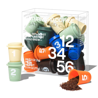 Super Instant Freeze Dried Coffee Pods Light Medium Dark Roast 100% Arabica Hot or Cold Brew