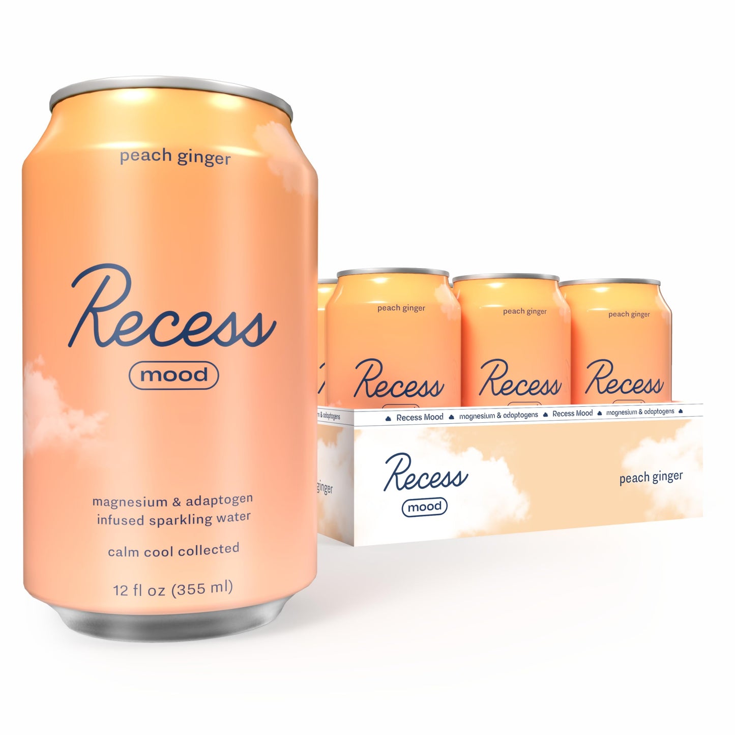 Recess Mood Magnesium Supplement Drink Calming Beverage, 12 Ounce, Pack of 12
