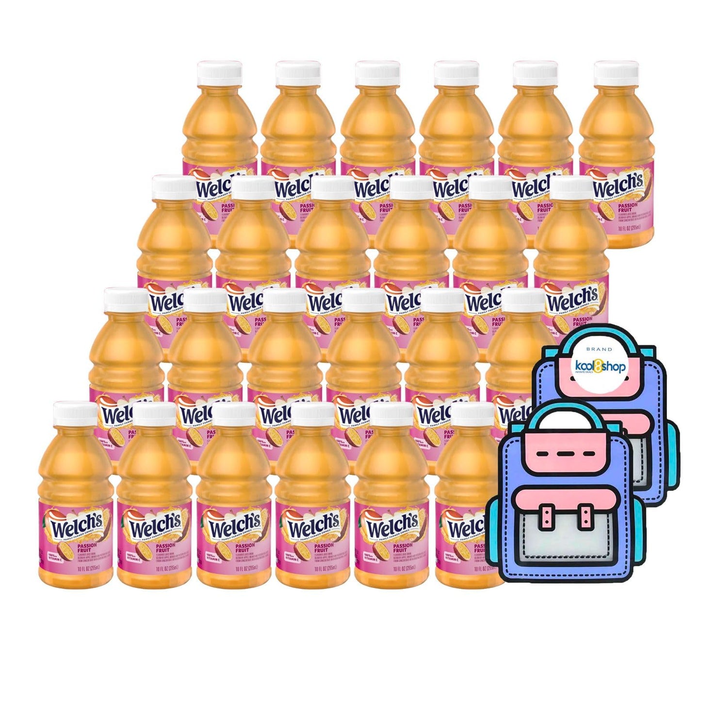 Juice Drink Bottle Variety Pack 10oz 24 Pack with Reusable Snack Bags Fruit Beverage Bottled Drinks