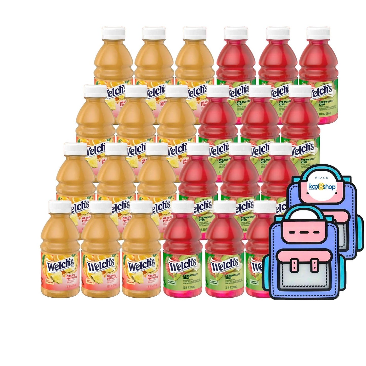 Juice Drink Bottle Variety Pack 10oz 24 Pack with Reusable Snack Bags Fruit Beverage Bottled Drinks