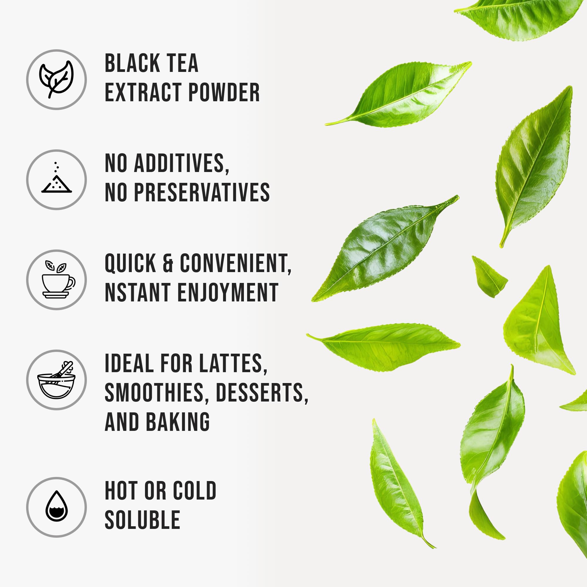 Instant Black Tea Powder Unsweetened Iced Tea Concentrate Hot & Cold Drink Mix