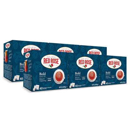 Bold Black Tea Strong Blend Individually Wrapped Tea Bags Caffeinated 40 Count Pack of 6