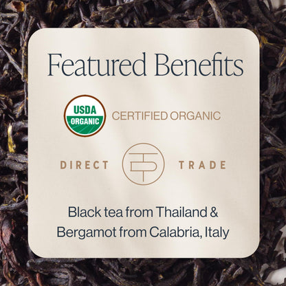 Earl Grey Black Tea Sachet Bags with Bergamot Oil Organic Kosher
