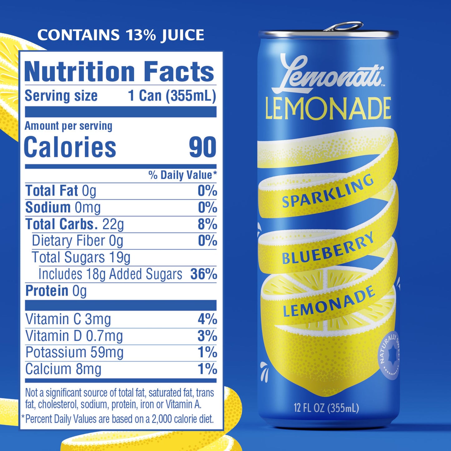 Sparkling Lemonade No Artificial Sweeteners Gluten Free Vegan Kosher Non GMO Slim Cans 12oz