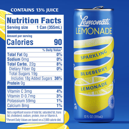 Sparkling Lemonade No Artificial Sweeteners Gluten Free Vegan Kosher Non GMO Slim Cans 12oz