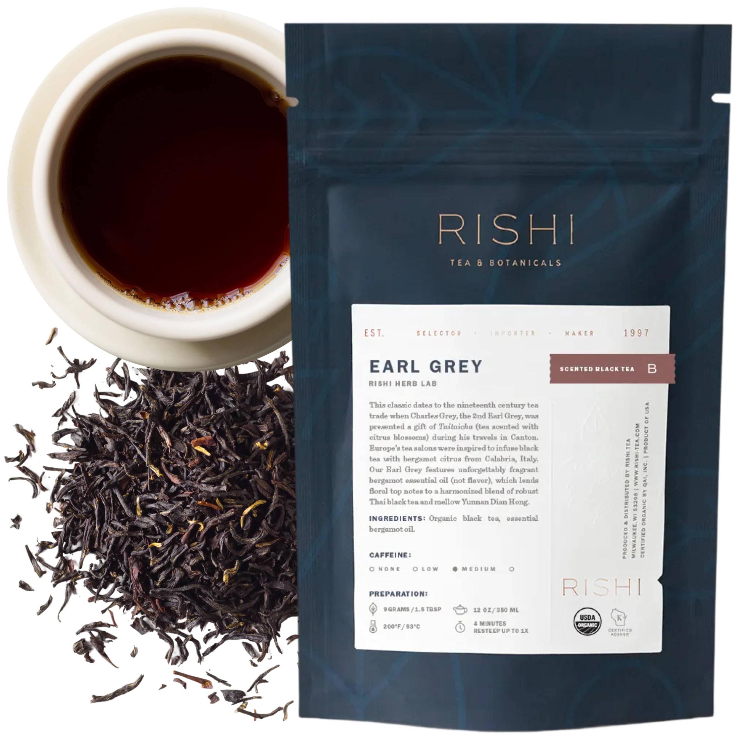 Earl Grey Black Tea Sachet Bags with Bergamot Oil Organic Kosher