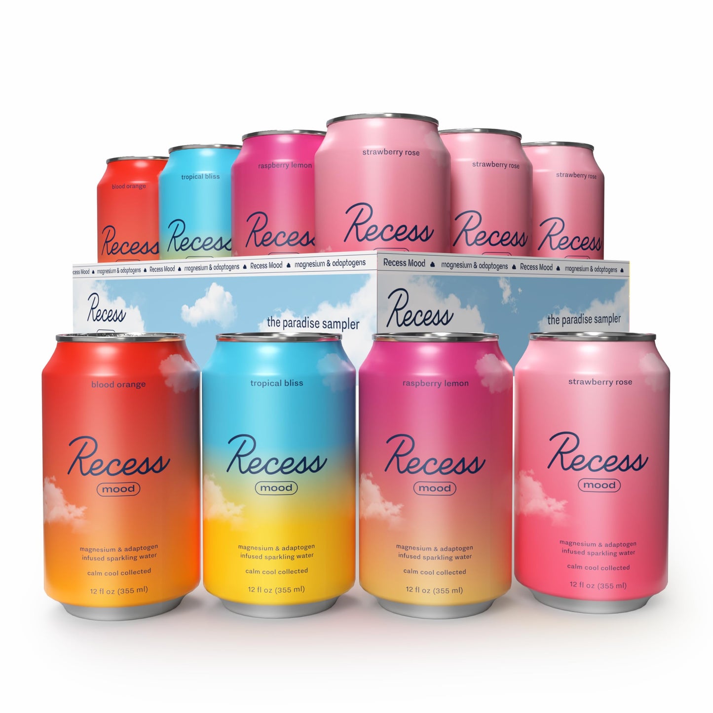 Recess Mood Magnesium Supplement Drink Calming Beverage, 12 Ounce, Pack of 12
