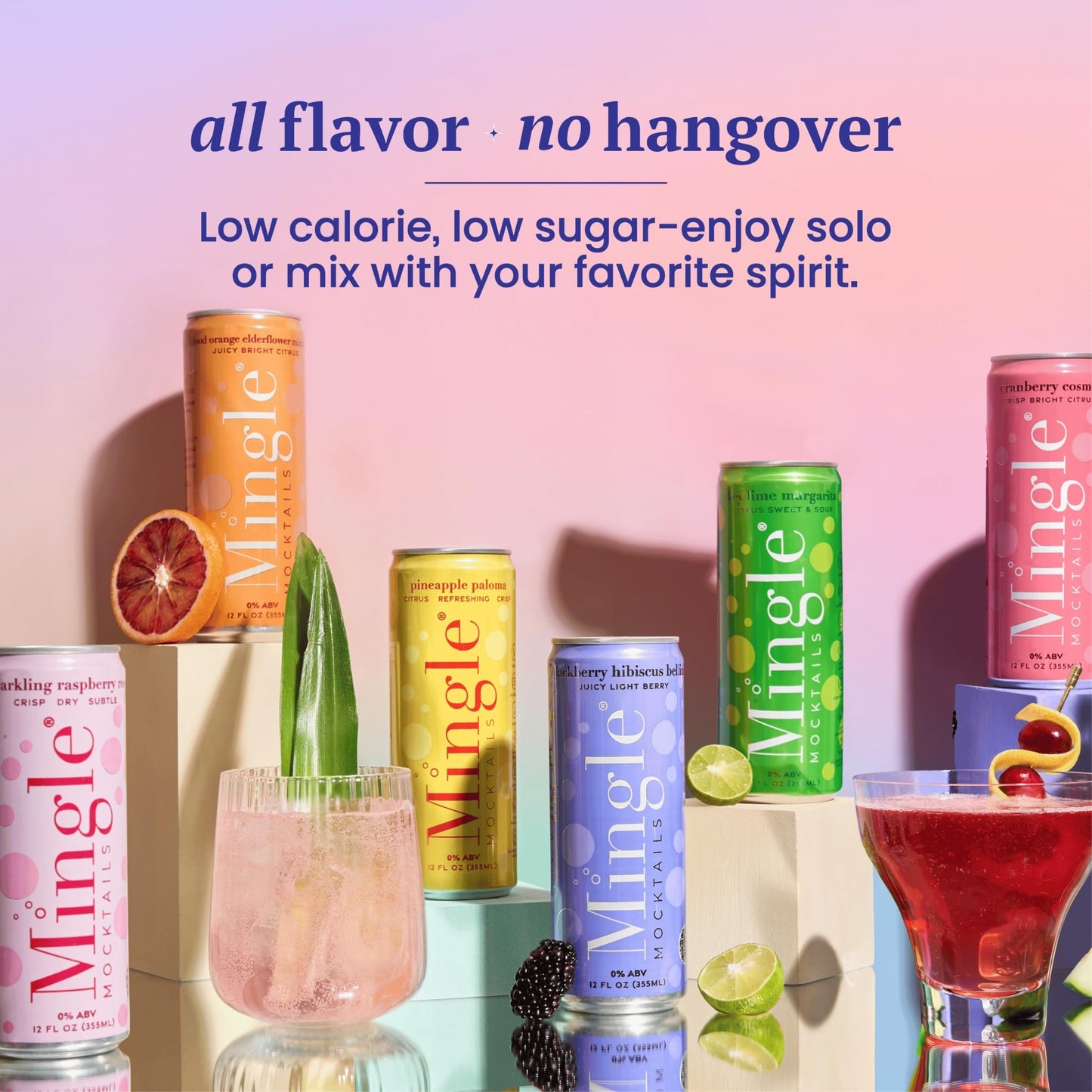 Mocktail Flavored Non Alcoholic Drink Real Juice Canned Cocktail Mixer Vegan Gluten Free 12oz Cans