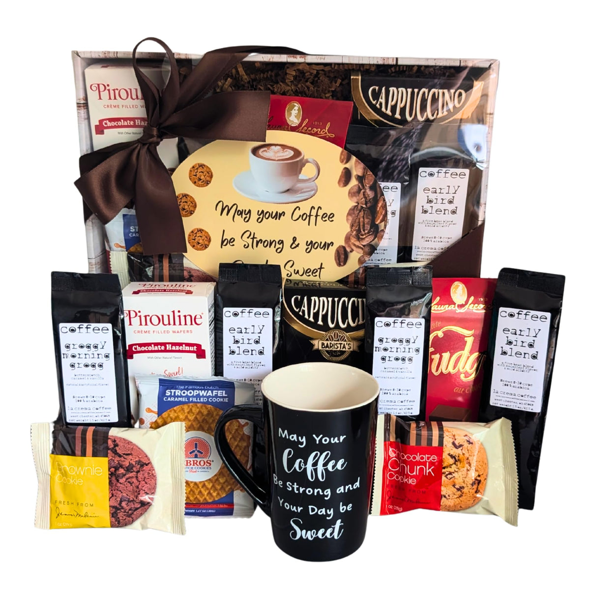 Coffee Gift Basket with Mug Gourmet Coffee Chocolate Cookies Gift Set for All Occasions
