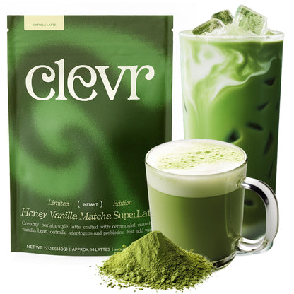 Instant Tea Latte Superfood Powder Blend with Oat Milk Lion’s Mane Reishi Mushroom 14 Servings