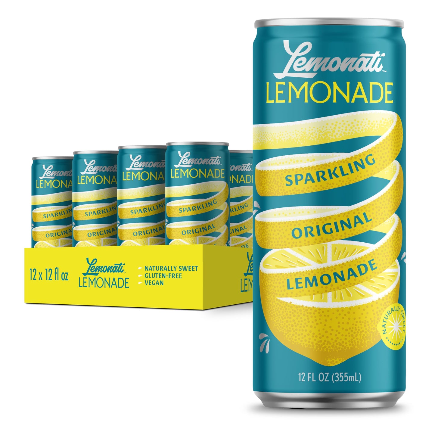 Sparkling Lemonade No Artificial Sweeteners Gluten Free Vegan Kosher Non GMO Slim Cans 12oz