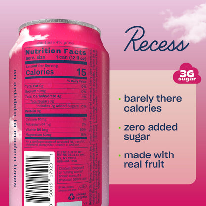 Recess Mood Magnesium Supplement Drink Calming Beverage, 12 Ounce, Pack of 12