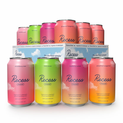 Recess Mood Magnesium Supplement Drink Calming Beverage, 12 Ounce, Pack of 12