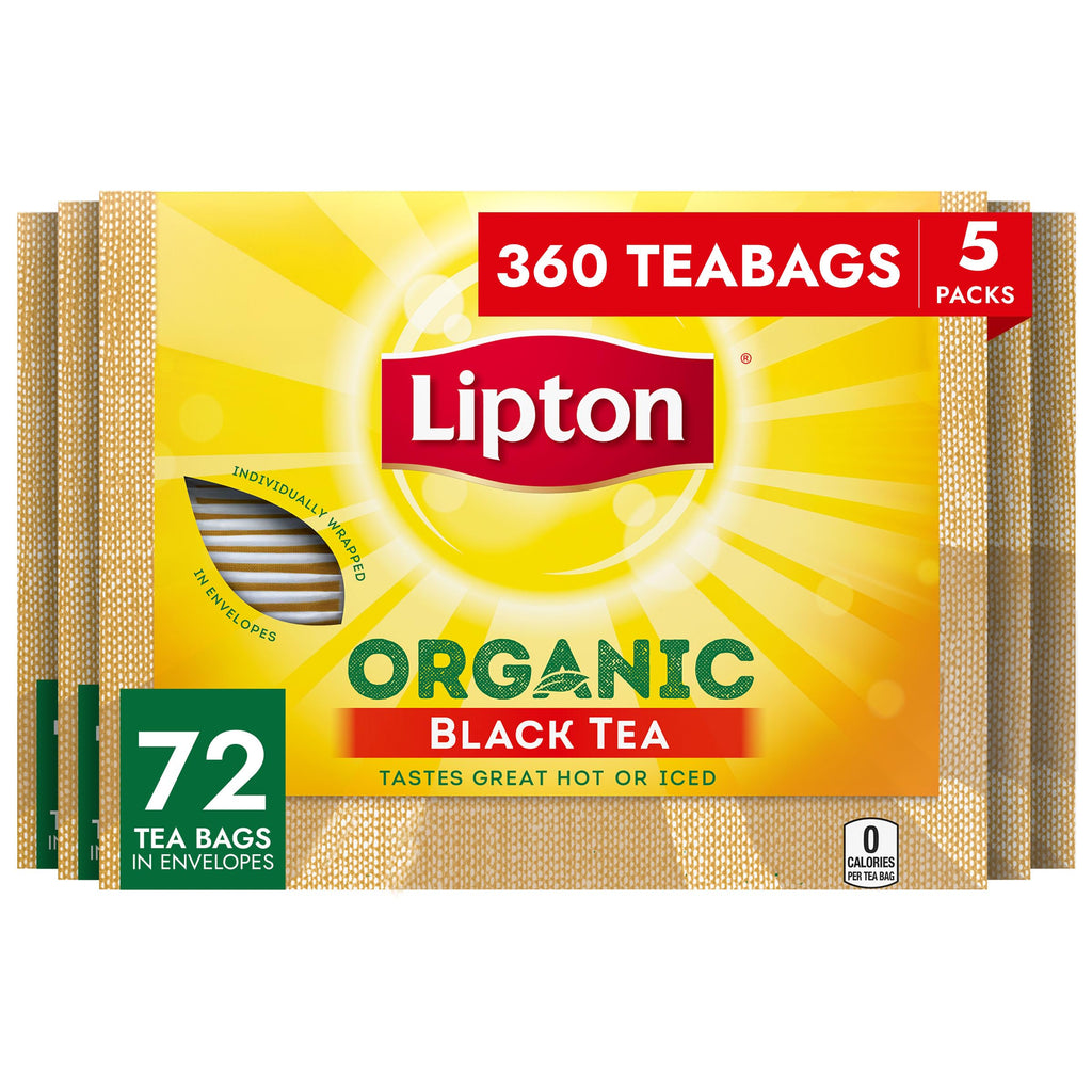 Organic Black Tea Bags Hot or Iced Heart Healthy Support 72 Count Pack of 5