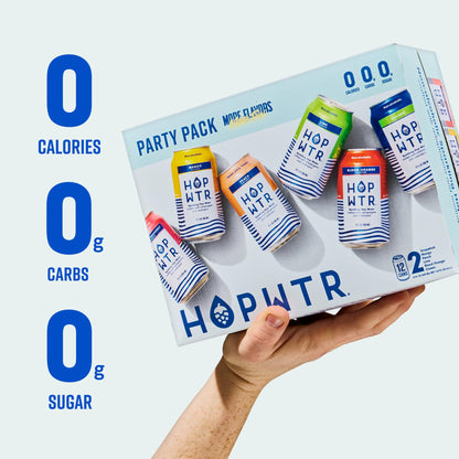 Sparkling Hop Water Variety Pack Sugar Free Low Calorie Non Alcoholic Drink 12oz Cans Pack of 12